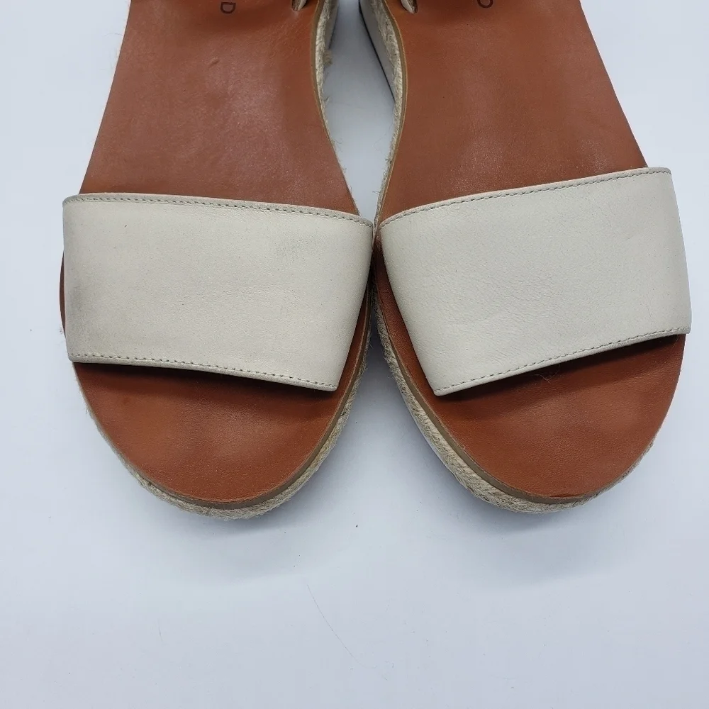 Lucky Brand women US 7.5 JENEKA ankle strap white platform espadrille sandals